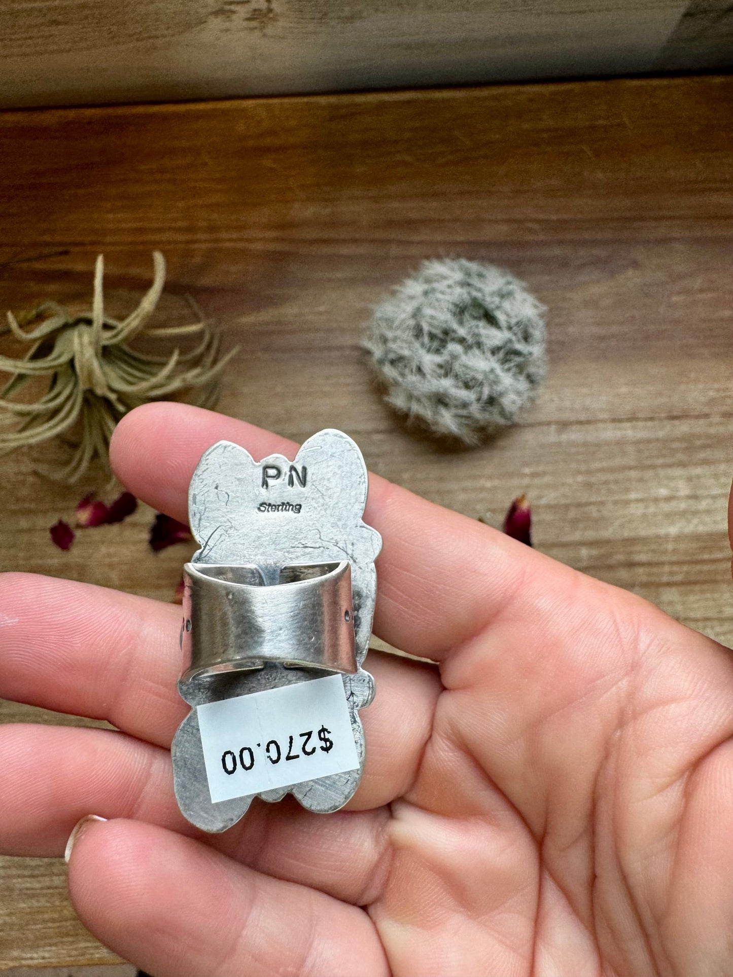 Long Ring- 6- Kingman turquoise ring and sterling silver