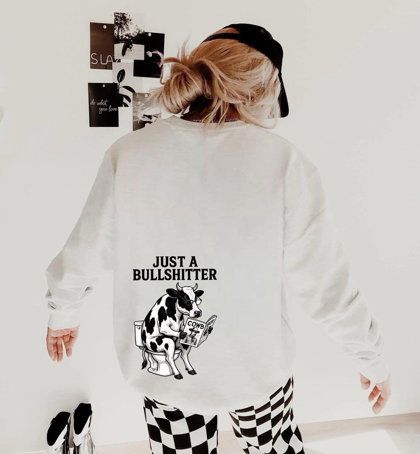 Just a Bullshitter Funny Cow Shirt – Graphic Tee, Long Sleeve & Crewneck