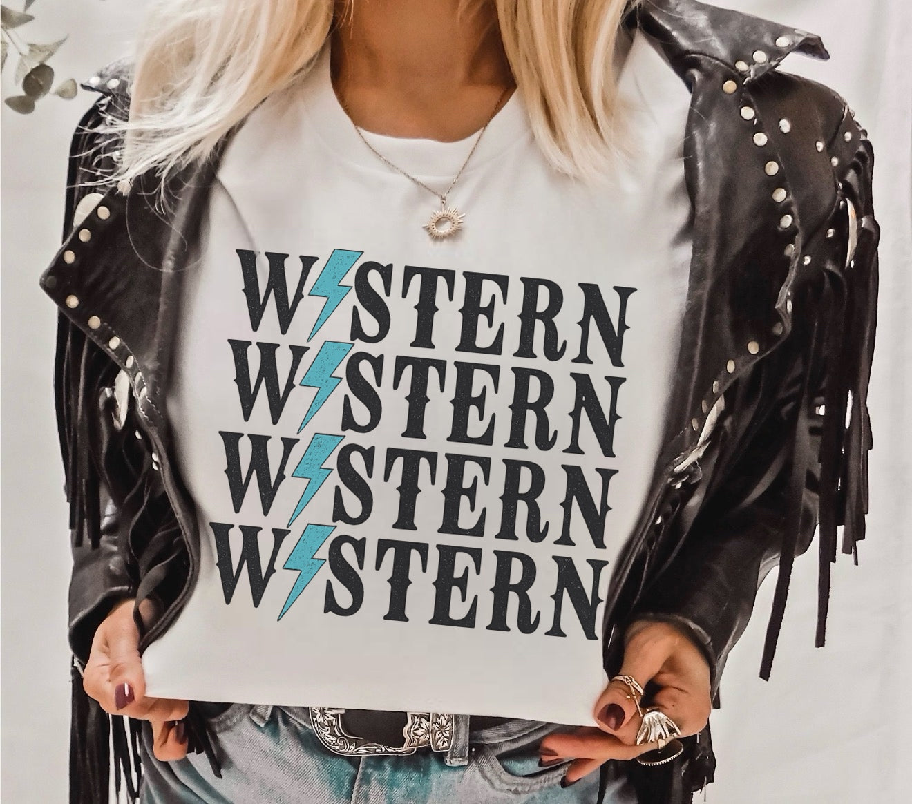 Stacked Western Lightning Bolt Shirt – Graphic Tee, Long Sleeve & Crewneck