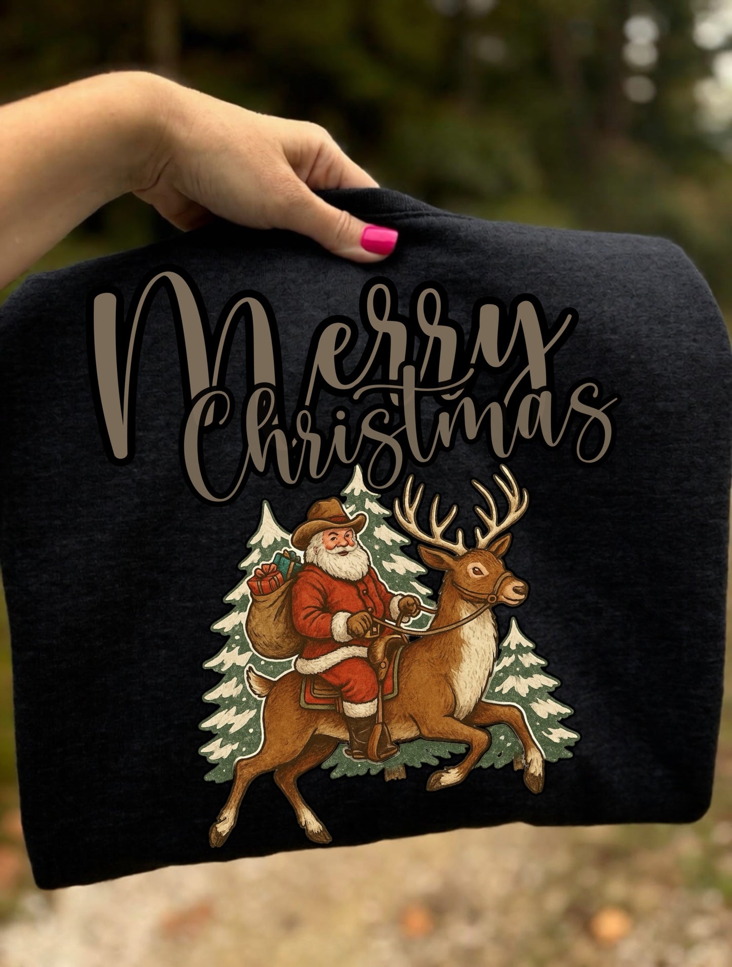 Cowboy Santa Riding Reindeer