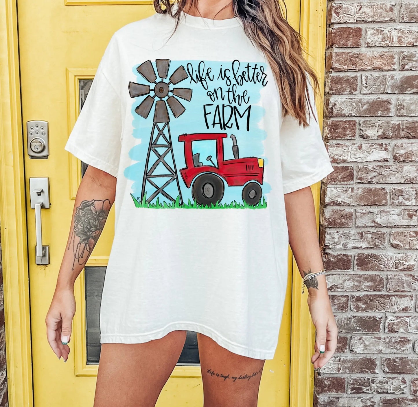 Life is better at the farm red tractor DTF TRANSFER