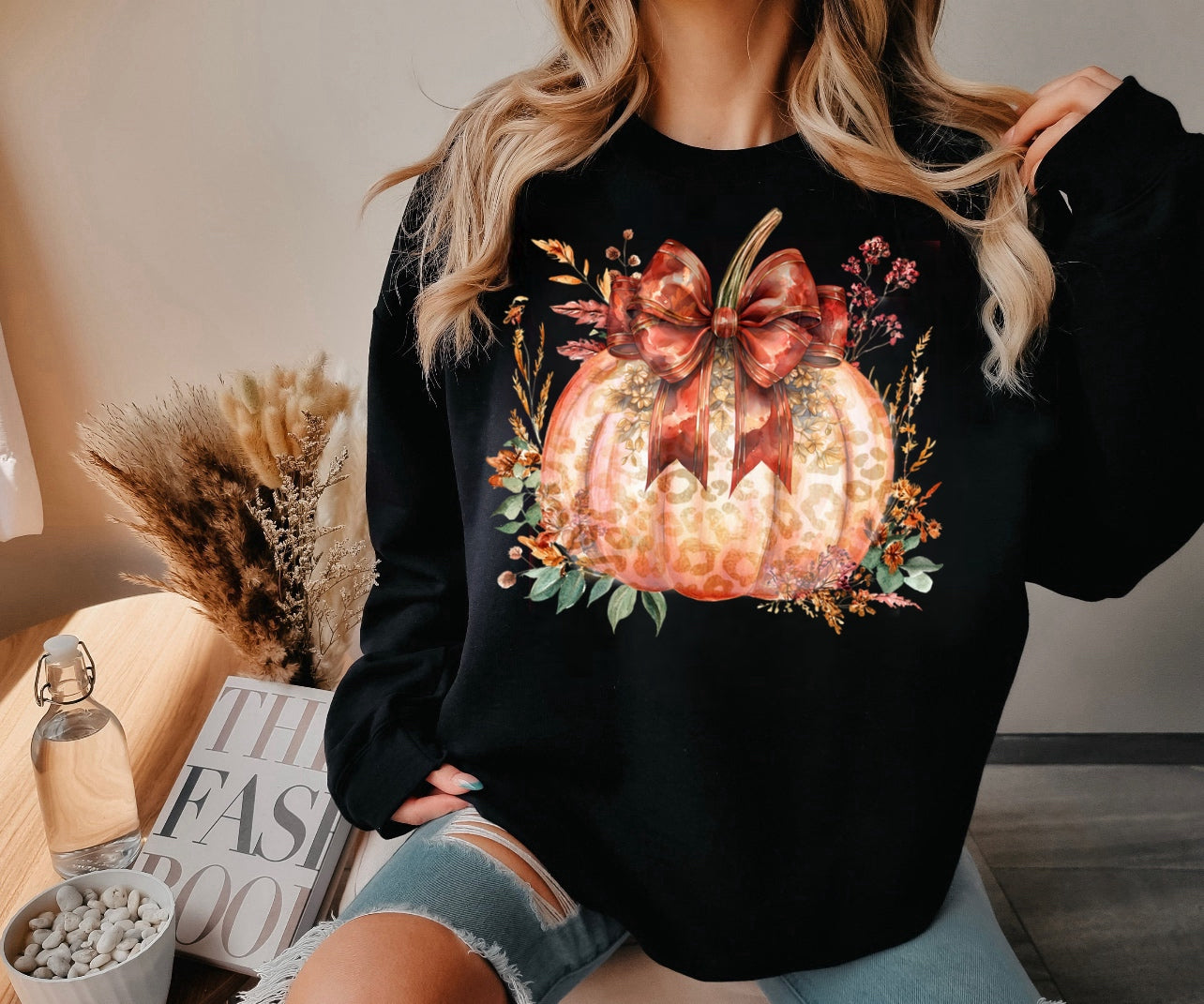 Leopard Pumpkin With Red Bow