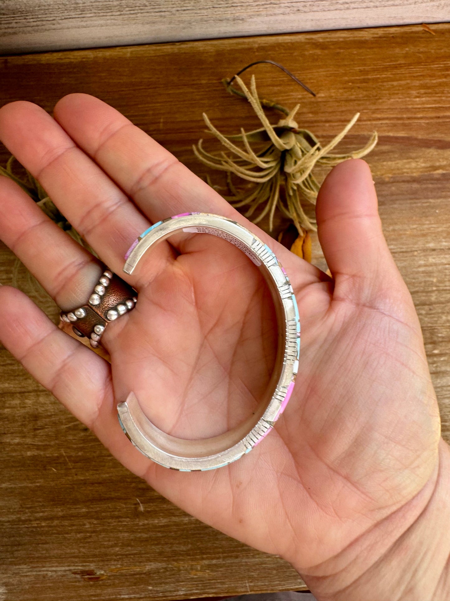 Cuff Bracelet – Cotton Candy Turquoise – Sterling Silver – Steve Francisco Navajo Handmade