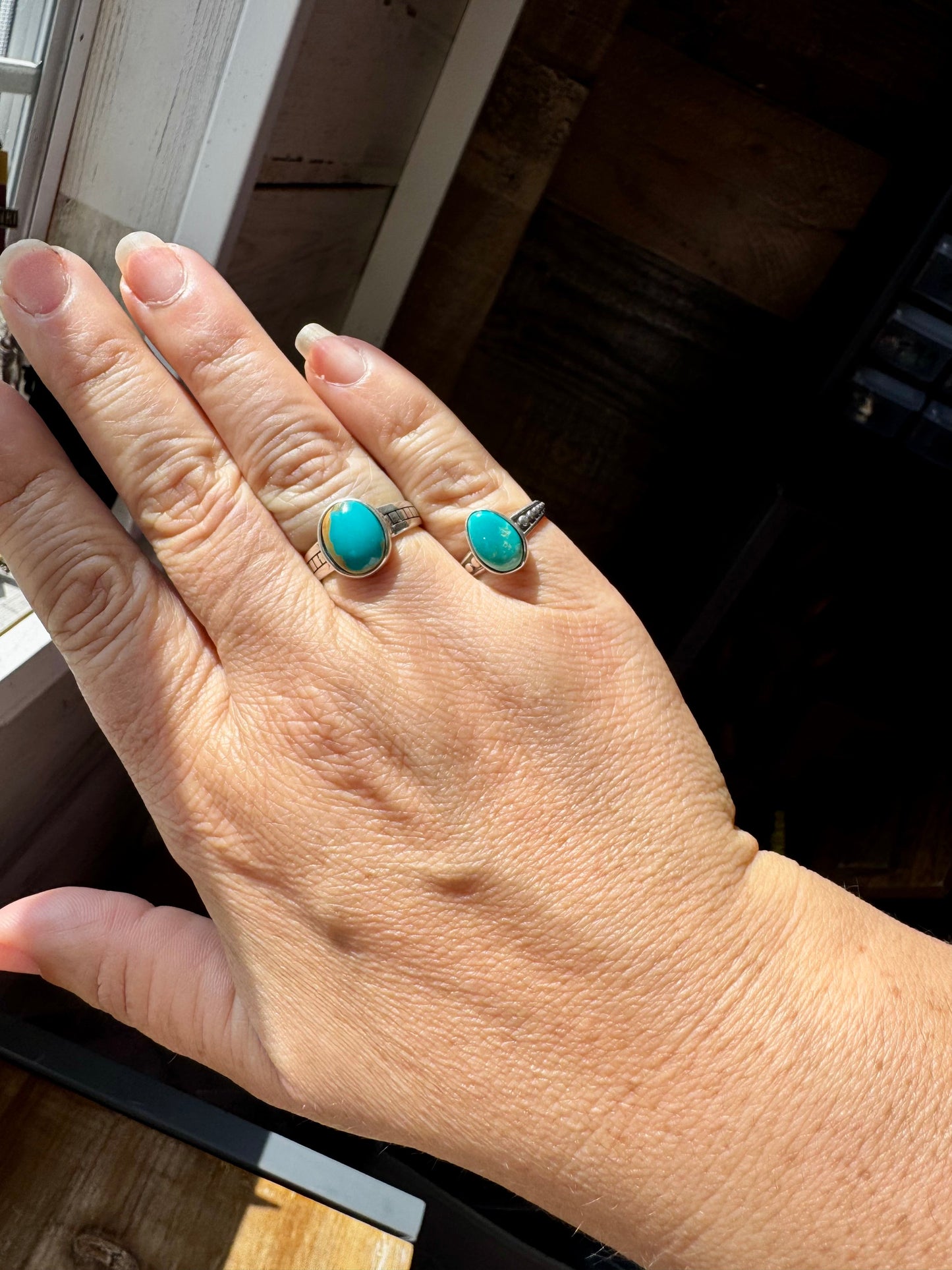 Kingman Turquoise Ring – Sterling Silver – Wedding Band Style - pick your size