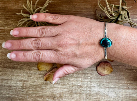 Blue Moon Turquoise Cuff – Sterling Silver, Stamped D&D