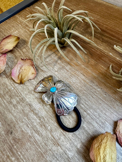 Sterling Silver Hair Tie with Kingman Turquoise