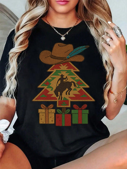 Aztec Faux Embroidered Bucking Bronc Christmas Tree