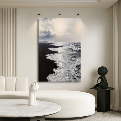 Black & White Waves Abstract  Wall Art