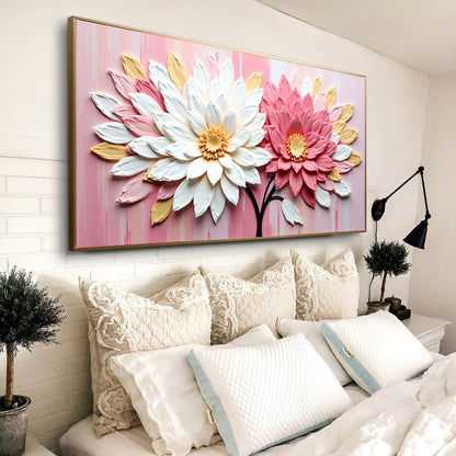 Blushing Blooms Pink Impasto Wall Art