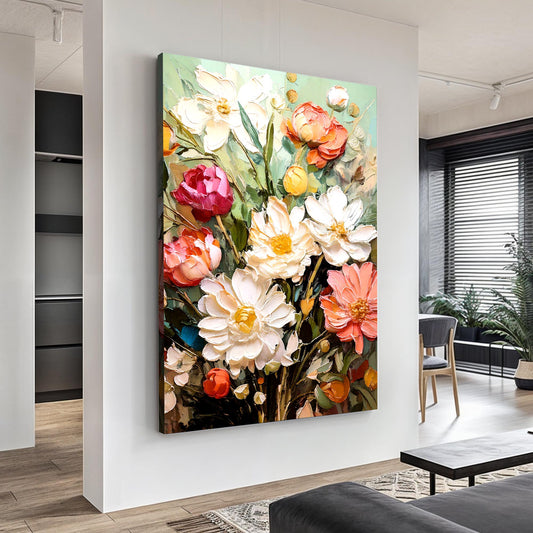 Serene Blossoms Impasto Wall Art