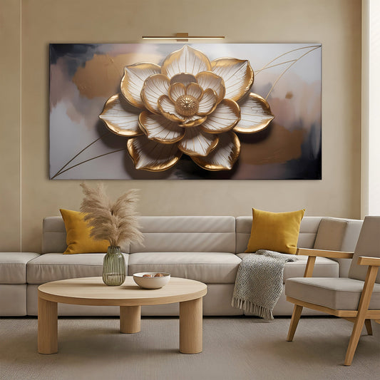 Golden Lotus Minimalist Abstract Wall Art