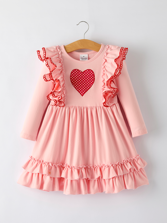 Valentine’s Day Sweetheart Pink Ruffle Girls Dress