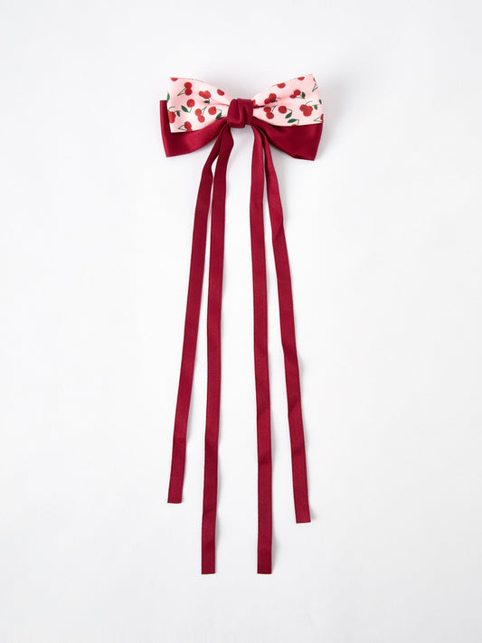 Cherry Bow Ribbon 4.5 Inch Hairpin