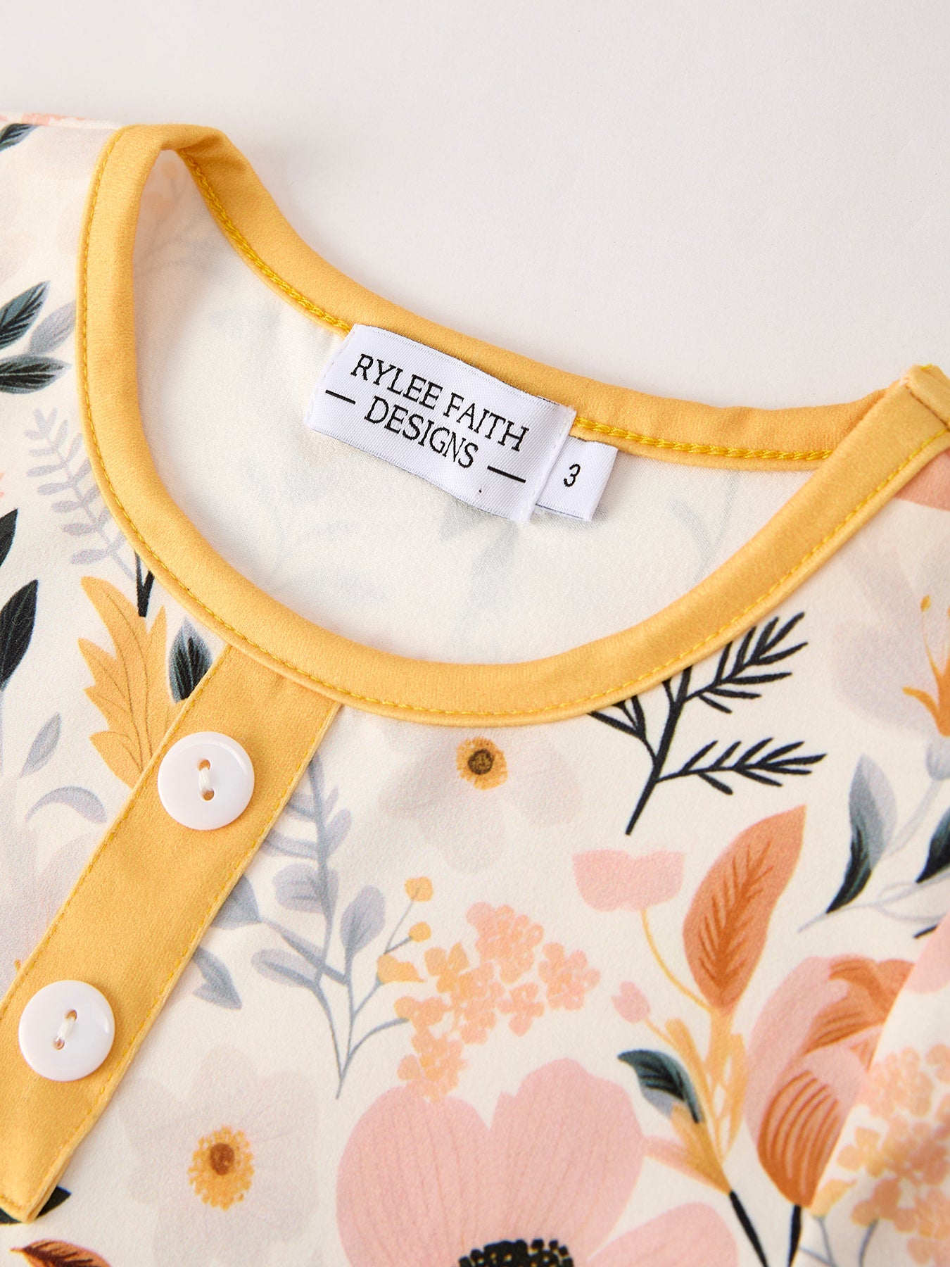 Winter Floral Long Sleeve Ruffled Girls Dress