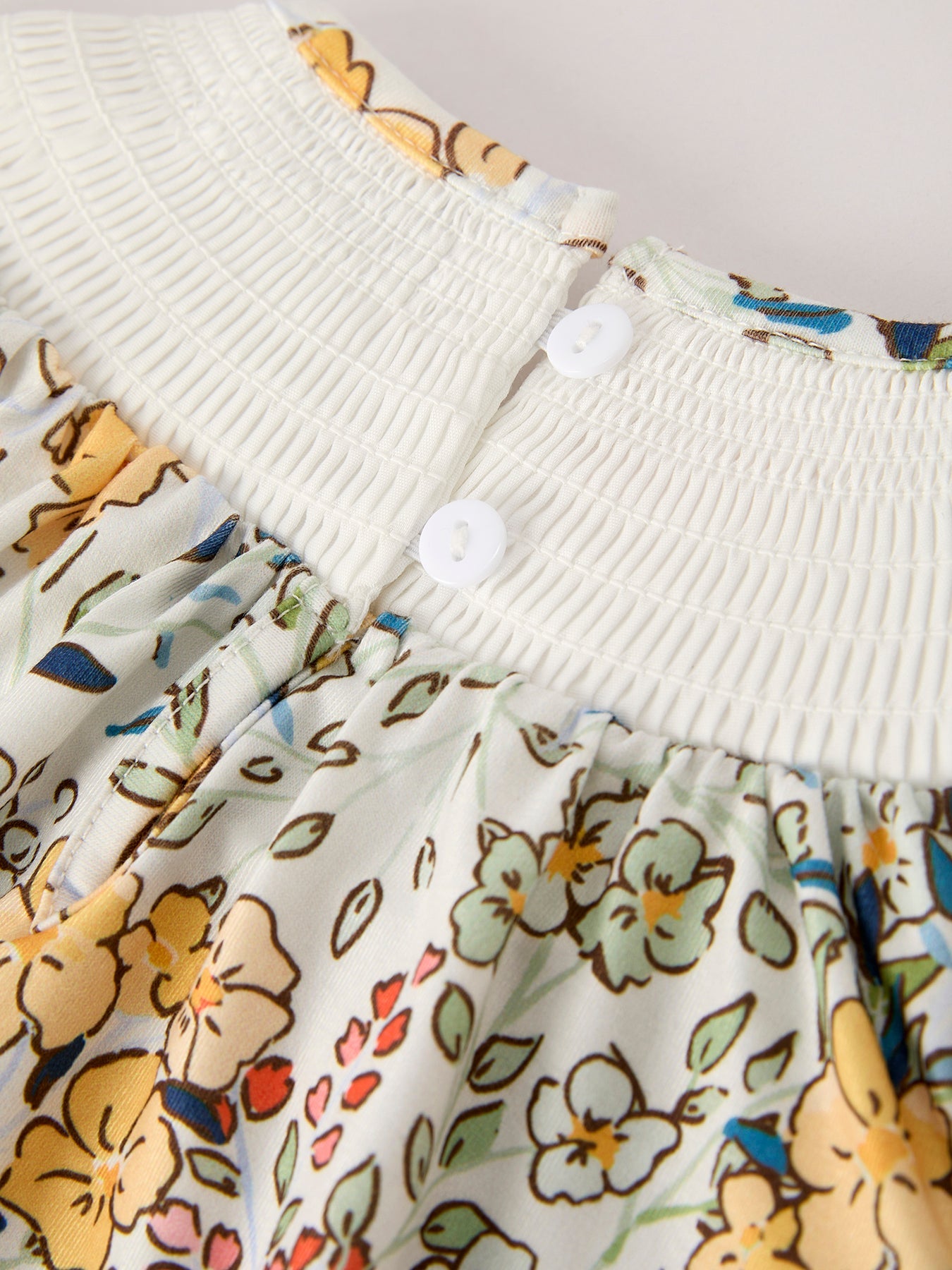 Fall  Embroidery Smocking Bow Floral Leaf Baby Girls Romper