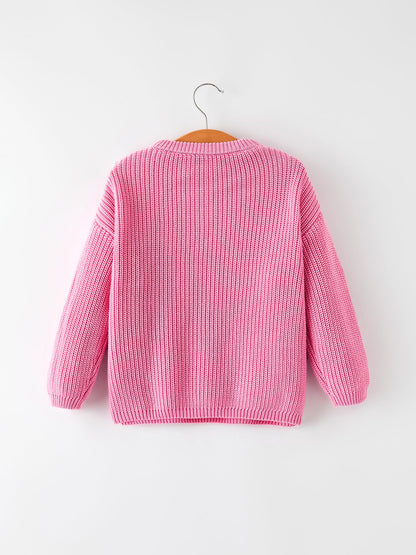 Valentine's Day Pink Baby Bow Sweater Cardigan