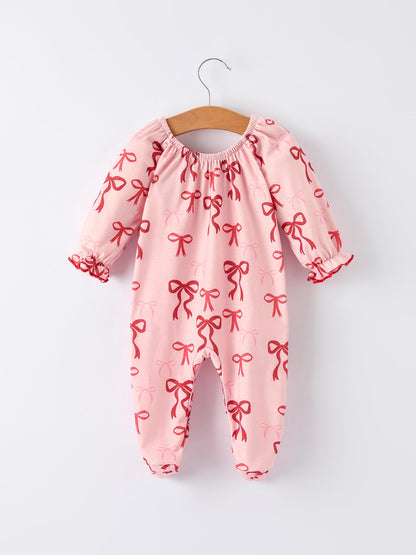 Bow Print Baby Girls Romper