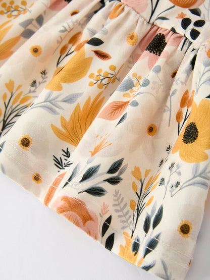 Floral Print Baby Girls Long Sleeve Top with Ruffle Bloomers Set