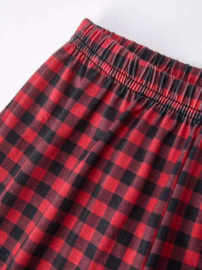 Valentine's Day Letter Print Top + Plaid Pants Boys Set