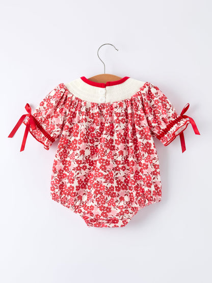 Valentine's Day "BE ❤ MINE" Embroidered Floral Girls' Romper