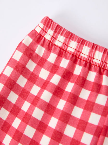 Red Valentine's Day Plaid Smocking Embroidered  Pony Boys Set