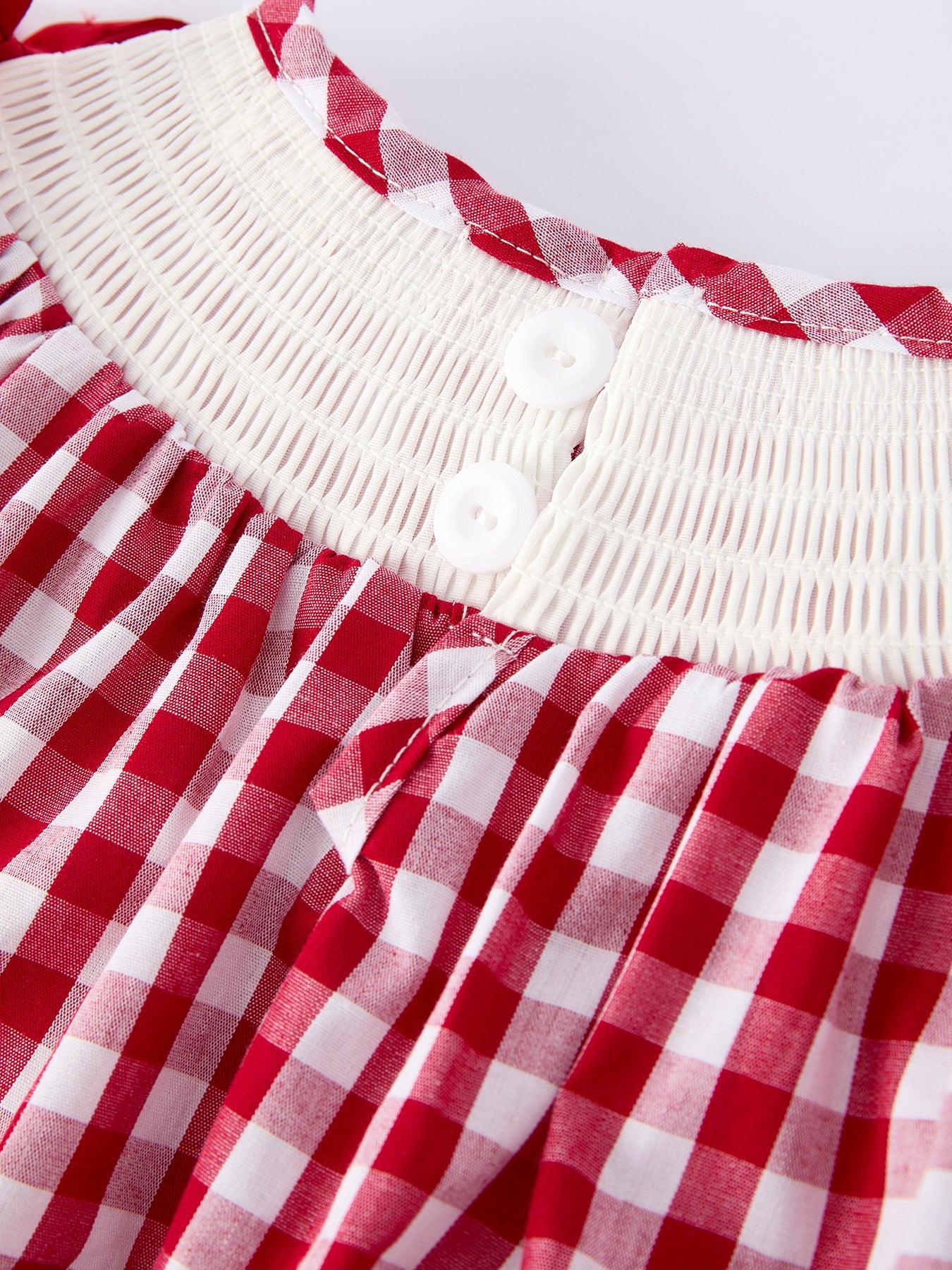 Valentine Red Plaid Dress with Smocked Heart Dog Detail and Bows