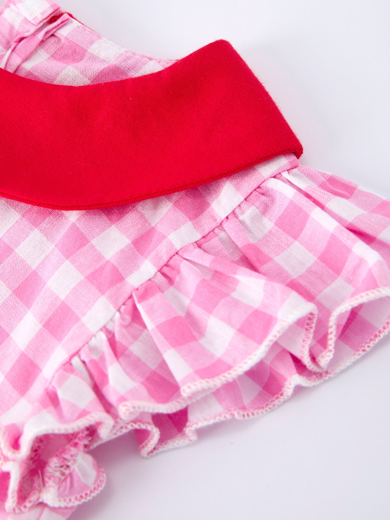 Valentine Pink Plaid Girls Dress with Red Hearts and Bows