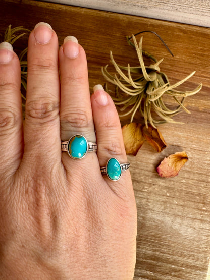 Kingman Turquoise Ring – Sterling Silver – Wedding Band Style - pick your size