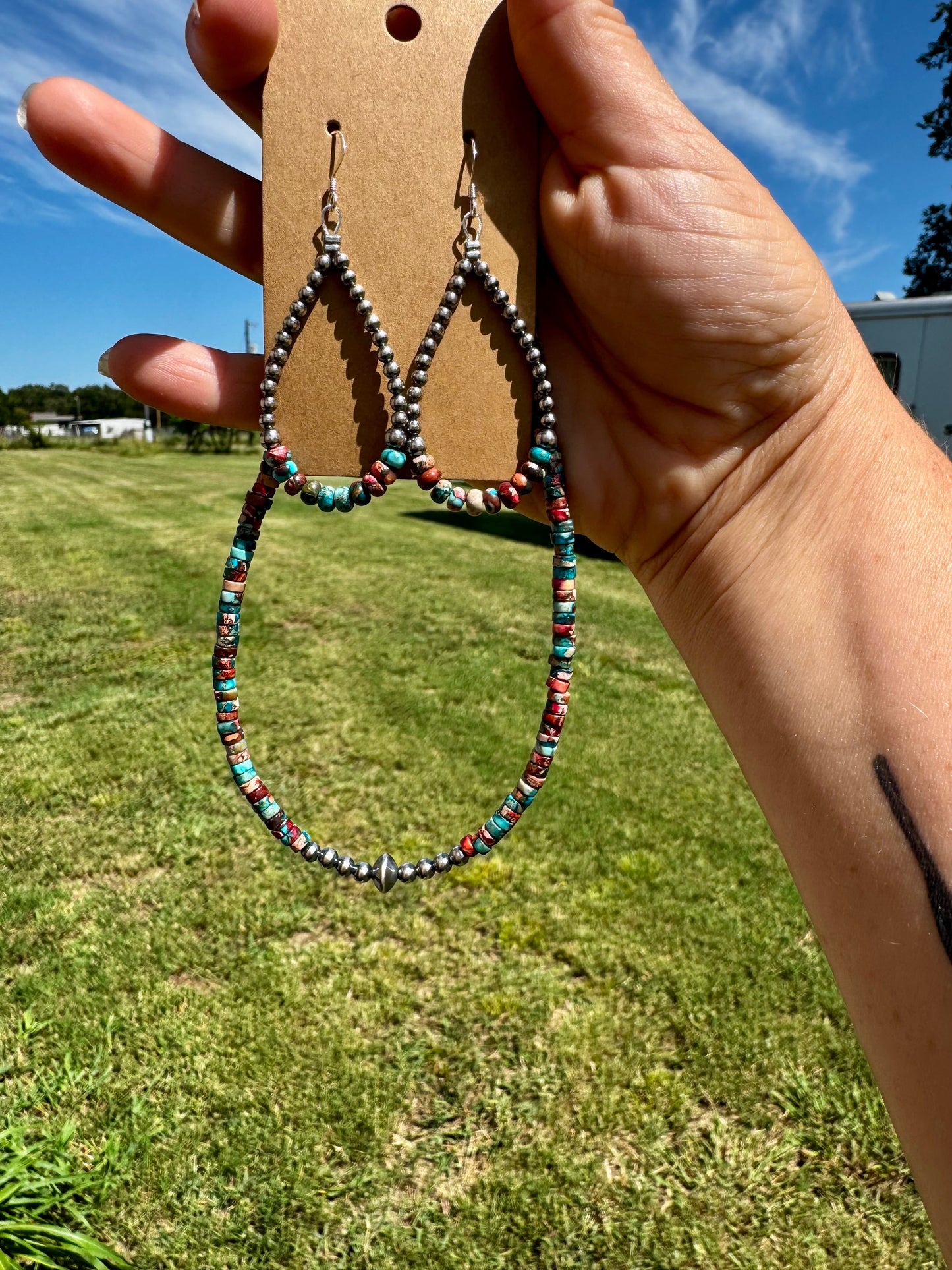 Teardrop Earrings – Sterling Silver Pearl & Sea Sediment