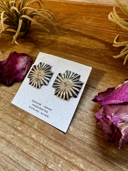 Square Cross Stud Earrings with Horse Head