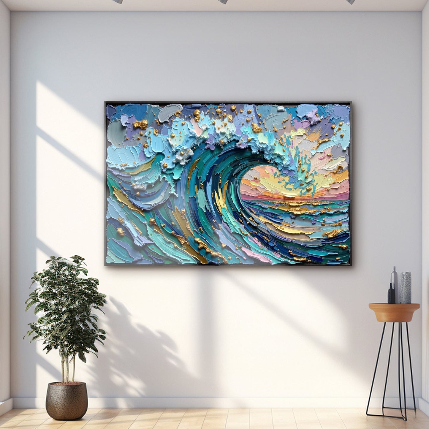 Golden Tide Impasto Wall Art