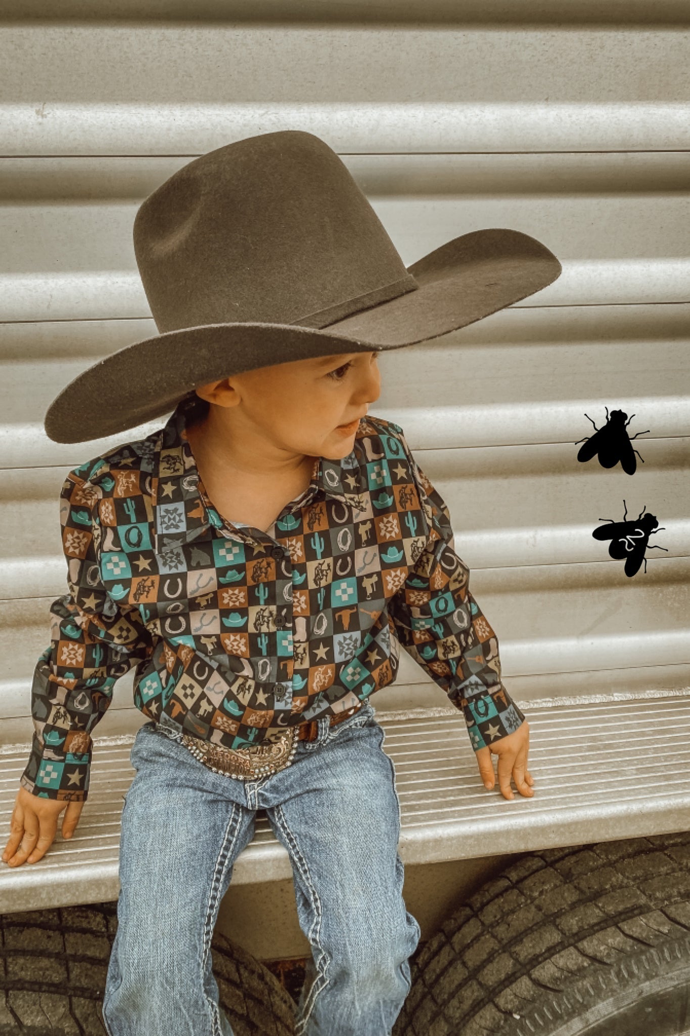 CHECK YER COWBOY L/S [KIDS] [SIZE 4 ONLY]