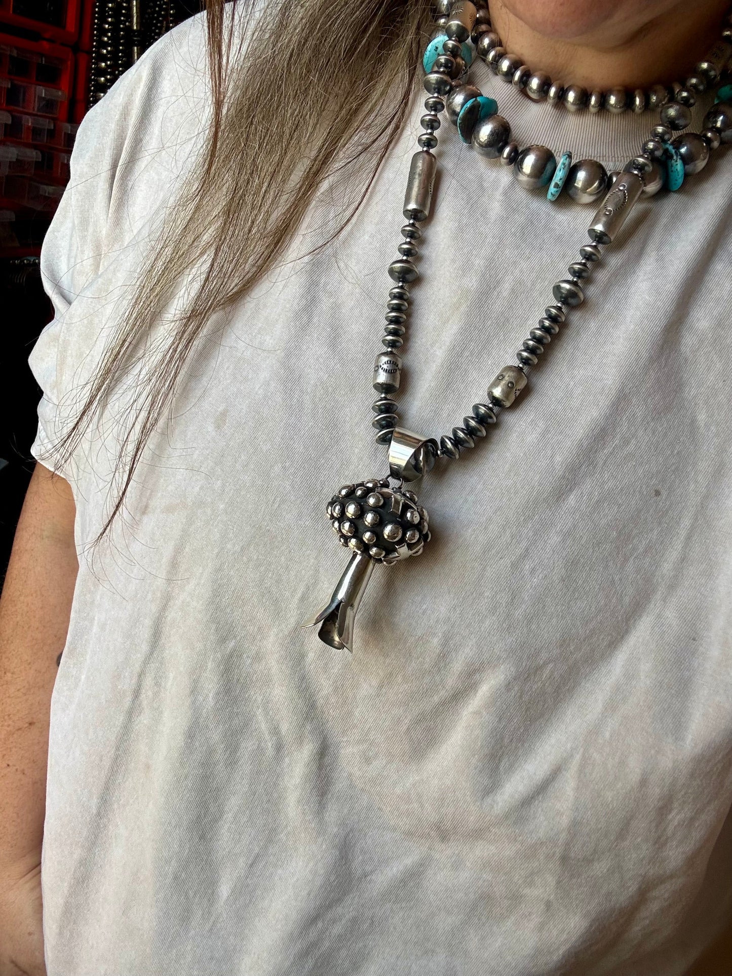 Giant Blossom Pendant – Sterling Silver – Native Made