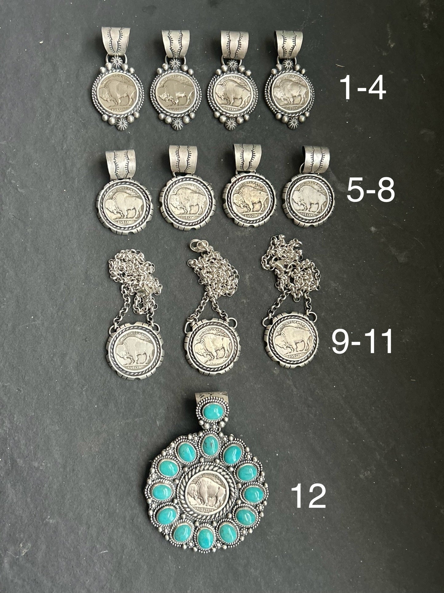 Sterling Silver Buffalo Nickel Pendant – Rope Border – Artist Jason Ogg