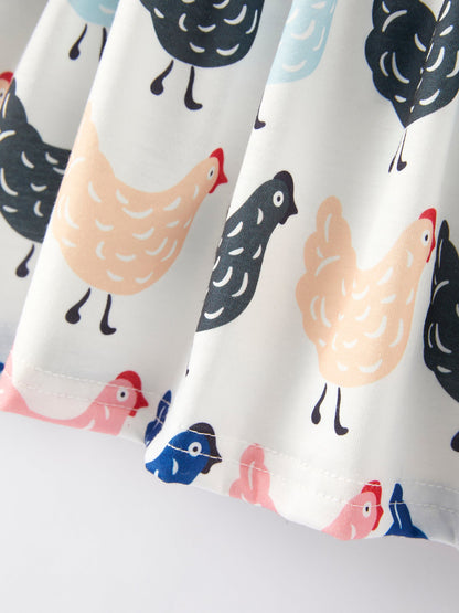 Farm Print Girls Outfit Set