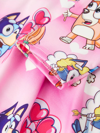 Pink Print  Girls Long Sleeve Girls Twirly Dress