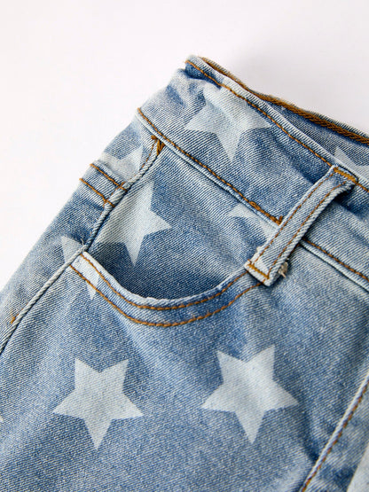 4th of july Patriotic Star Stripe Flare Jeans