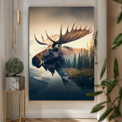 Moose Double Exposure Wall Art