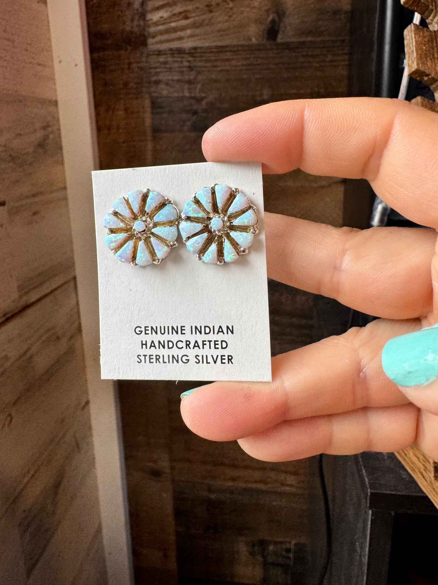 Cluster Earrings – White Opal & Sterling Silver