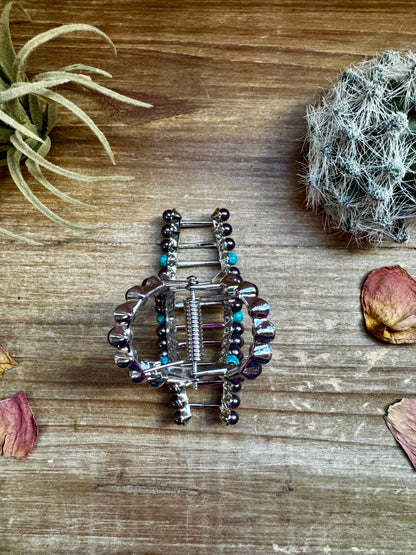 Smaller Pearls hair clips - turquoise and faux pearls