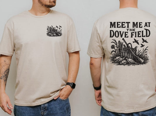 Meet Me At The Dove Field Front Pocket & Back design