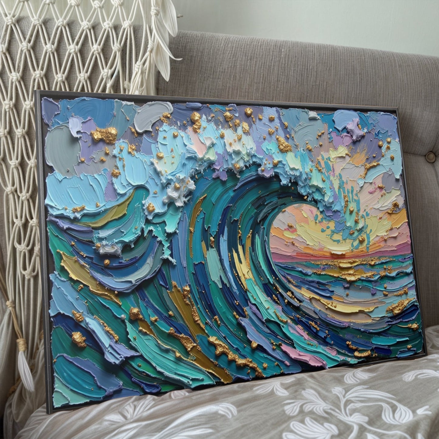 Golden Tide Impasto Wall Art