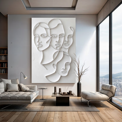 3D Minimalist Faces Wall Art