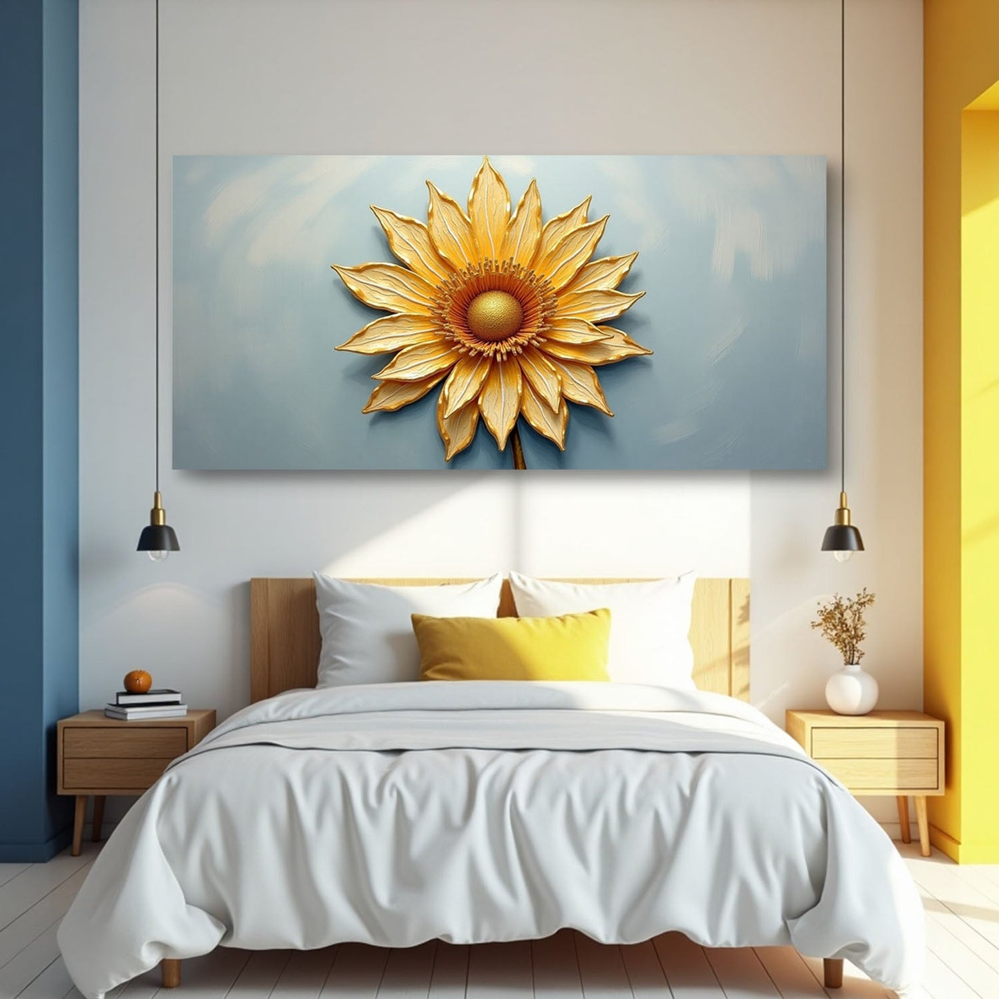 Golden Dandelion Minimalist Abstract Wall Art II