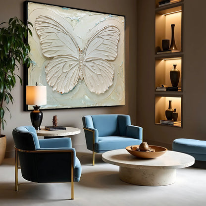 3D White Butterfly Wall Art