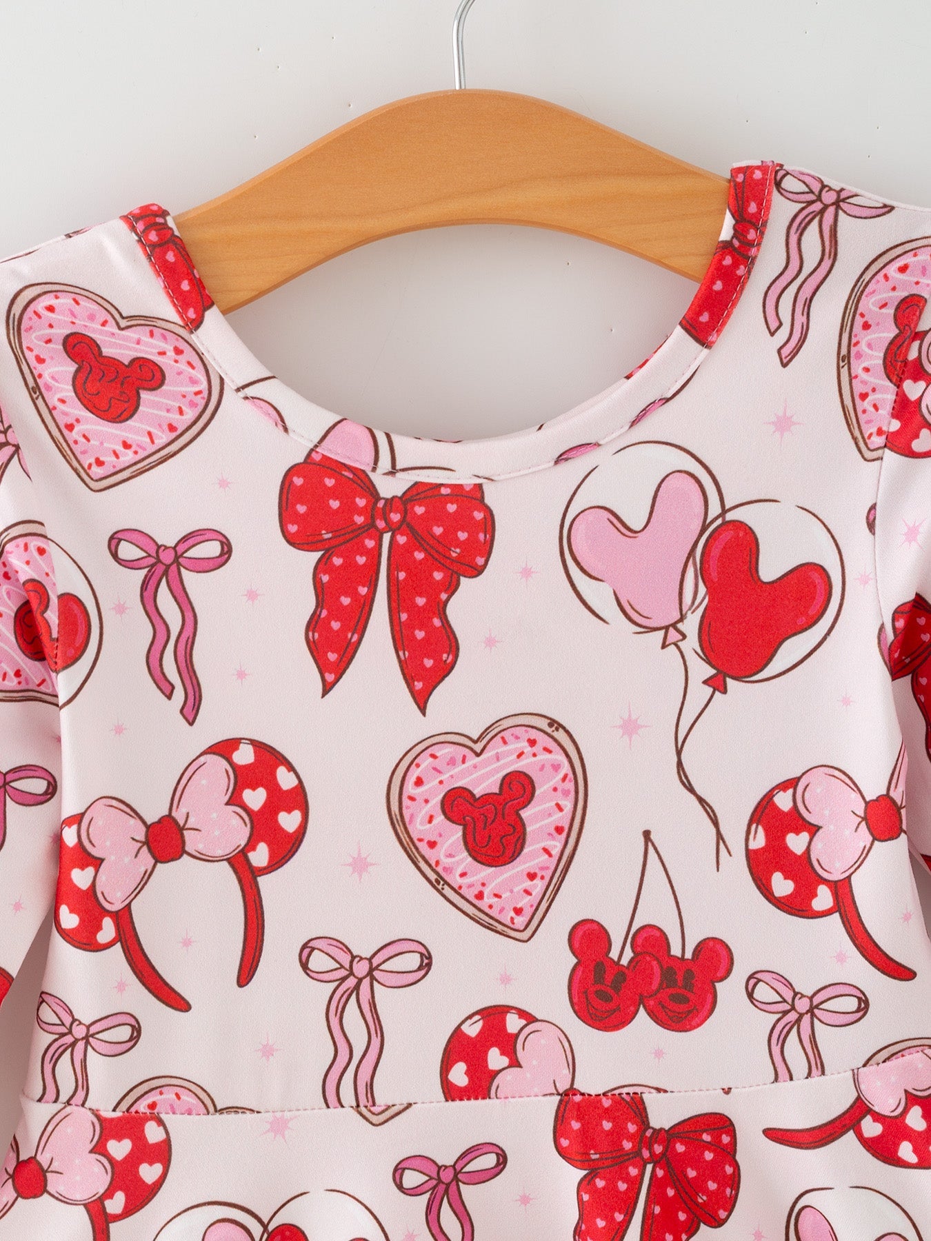 Toddler Girls Valentine Party Dress –Bow Heart Print Outfit