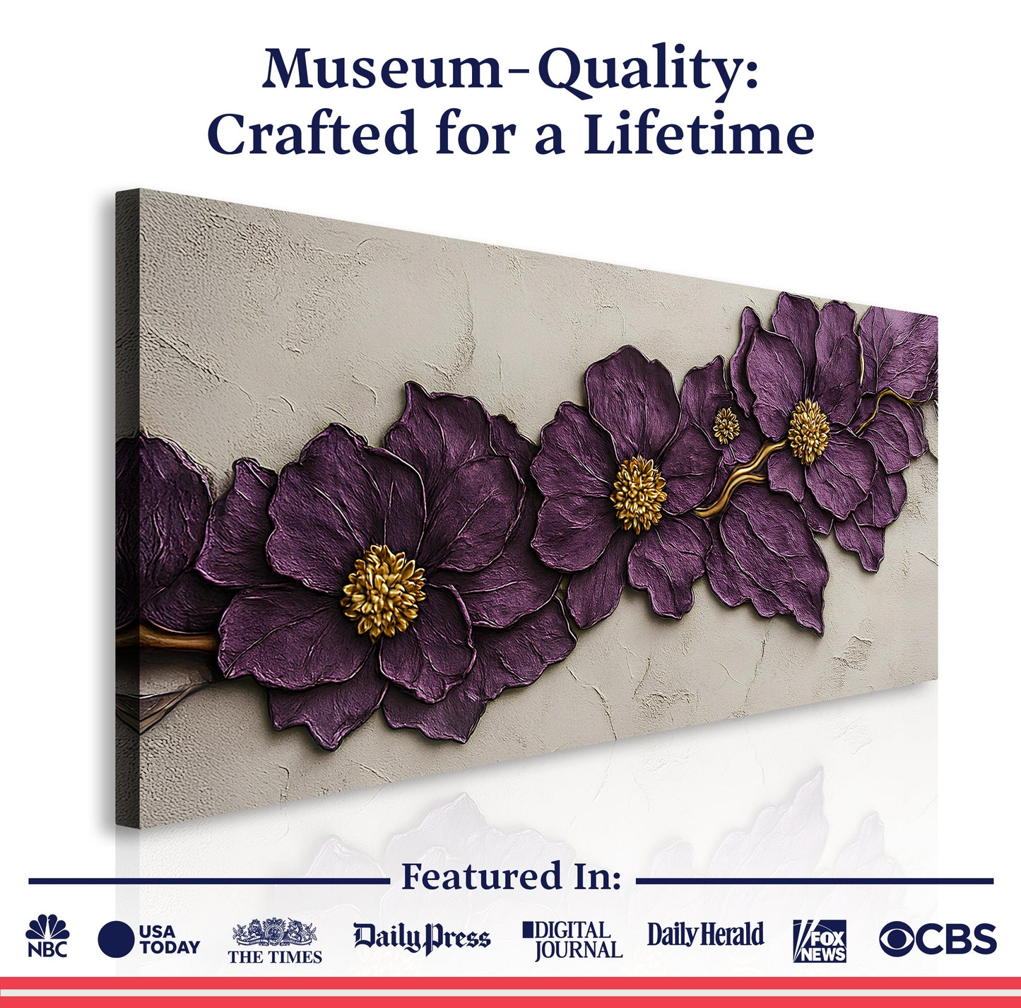 Purple Flower Plaster Wall Art