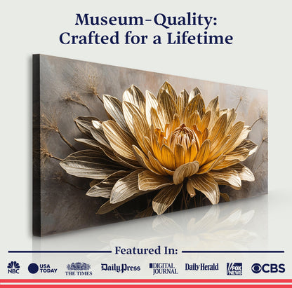 Golden Dandelion Minimalist Abstract Wall Art VII