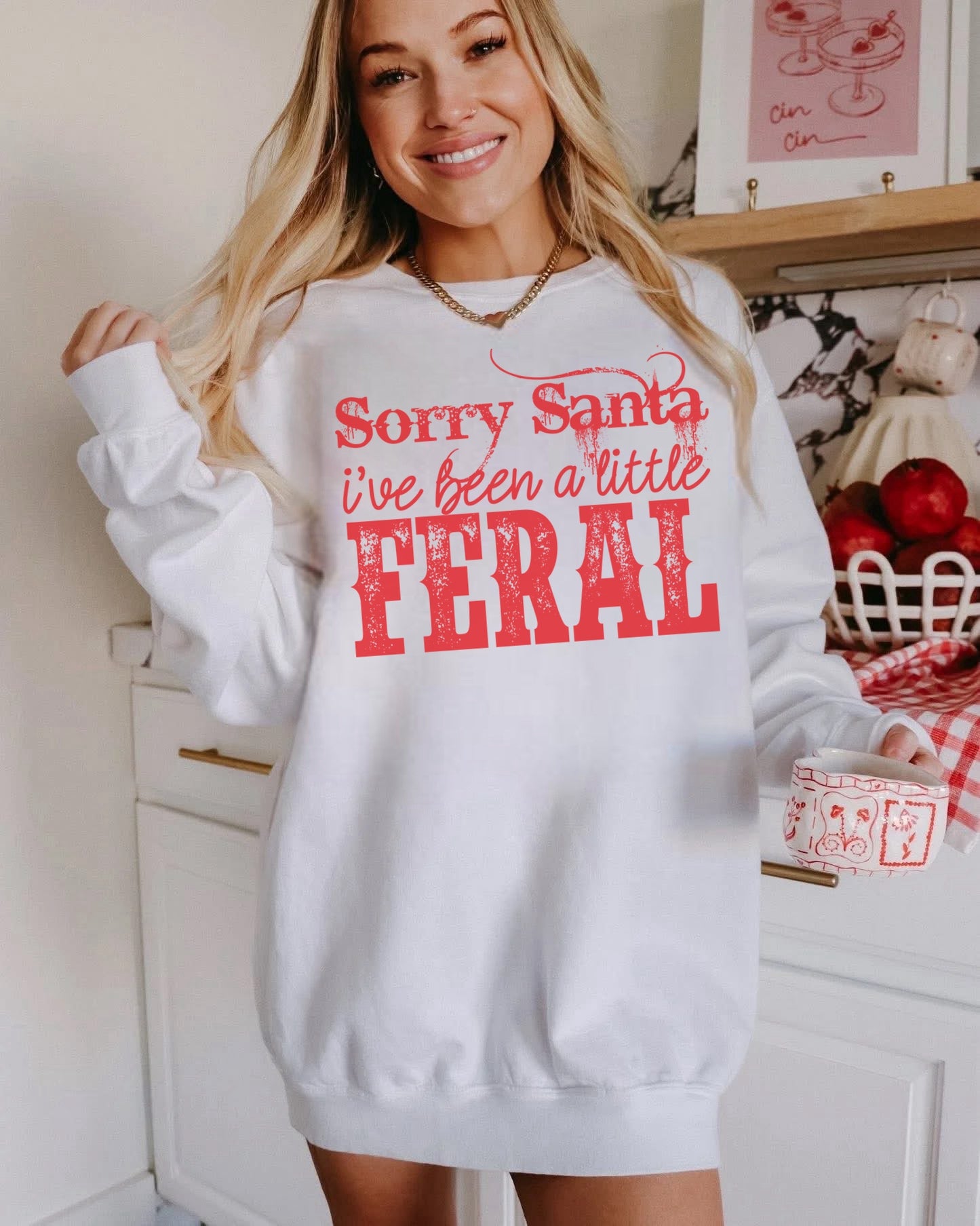 Sorry Santa I’ve Been a Little Feral Christmas Shirt – Graphic Tee, Long Sleeve & Crewneck