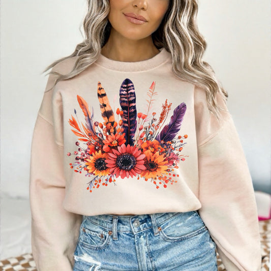 Fall Flowers With Feathers